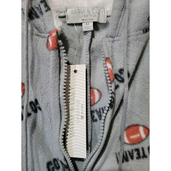 Warm & Cozy Lifestyle by Poof women's gray football onesie - medium pajamas - Picture 6 of 11
